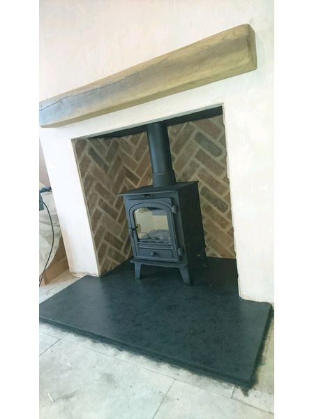 Riven slate hearth - brazilian black 20mm thick