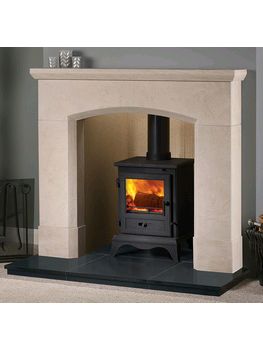 Capital Fireplaces The Olvera 48 inch Mantel in Corinthian stone also available in Aegean limestone and Portuguese limestone
