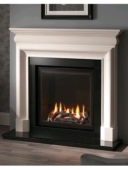 Capital Fireplaces The Mulholland 54 inch Mantel in Aegean limestone also available in Corinthian stone and Portuguese limestone