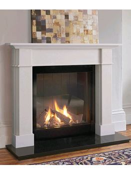 Capital Fireplaces The Roseland 59 inch Mantel in Aegean limestone also available in Corinthian stone and Portuguese limestone