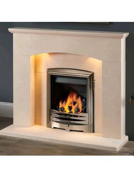 Capital Fireplaces Faro 42, 48 and 54 Inch Suite in portuguese limestone also available in other stones